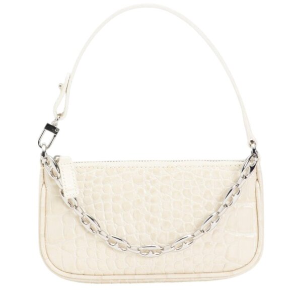 BY FAR Leather Mini Rachel Croc Embossed Shoulder Bag - Picture 1 of 4
